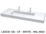 Plan vasque lavabo sur mesure : L 130 à 201 x P 40 à 51 cm, finition lisse mate, 10 couleurs au choix, Anti bactérien, résine Akrytan® teinté dans la masse, Livraison Offerte.